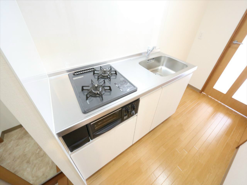 キッチン　システムキッチン　2口ガスコンロ　グリル付き