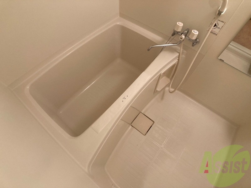 バス・シャワールーム　お風呂です。少し狭いですがシャワーするには十分ですね。