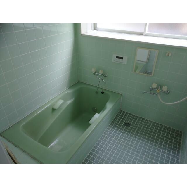 バス・シャワールーム　可愛らしいグリーンが基調の浴室となっております。