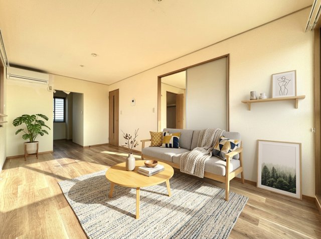 居室・リビング　家具はCGのイメージ画像になります。※実際に家具は付いており