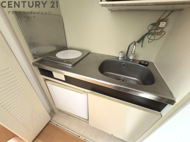キッチン　1口IHコンロで火を使わず、料理初心者の方にもおすすめです！