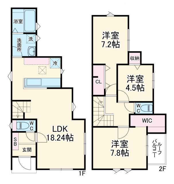 リナージュL 鎌ヶ谷市中佐津間第1期5号棟の間取り写真