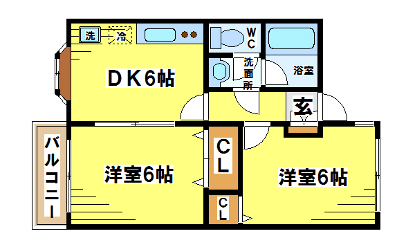 京王線 千歳烏山駅 徒歩11分 2階建 築34年の間取り写真