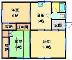 函館市電湯川線 杉並町駅 徒歩28分 2階建 築51年の間取り写真