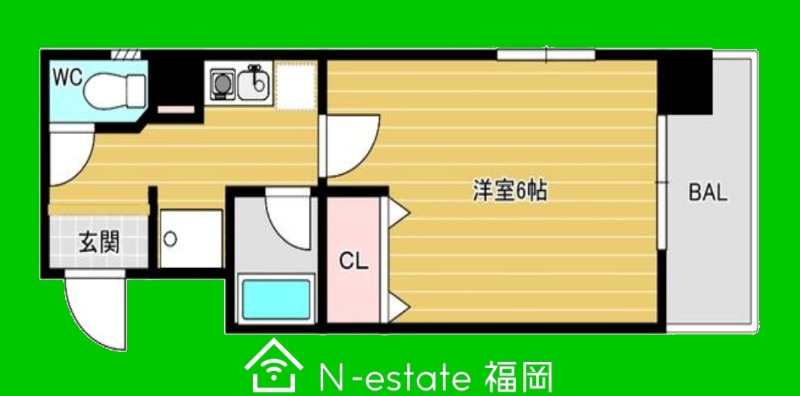 地下鉄空港線 西新駅 徒歩16分 5階建 築34年の間取り写真