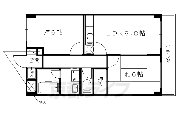 地下鉄東西線 椥辻駅 徒歩6分 5階建 築31年の間取り写真