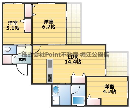 地下鉄中央線 緑橋駅 徒歩2分 5階建 築3年の間取り写真