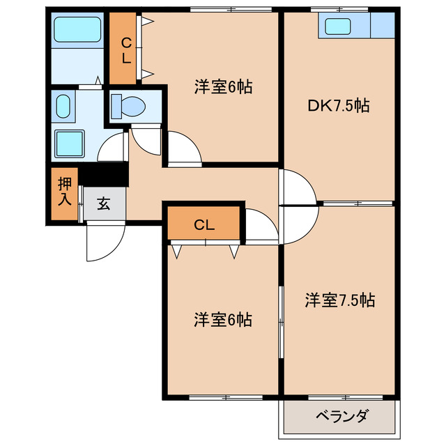 岩国市周東町下久原のアパートの間取り