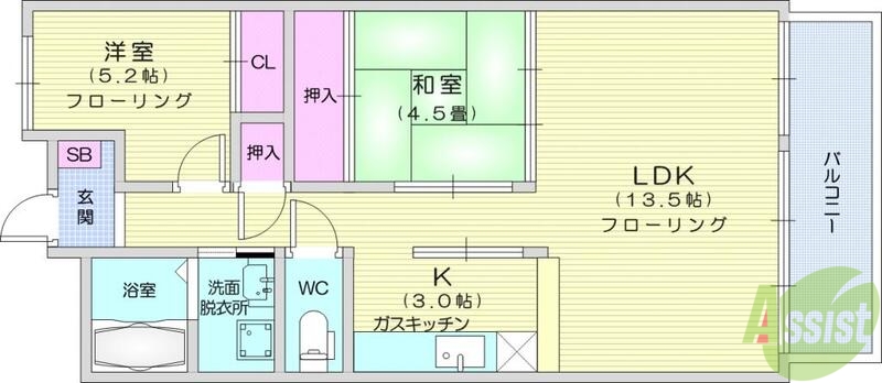 宮城県仙台市青葉区柏木１（マンション）の賃貸物件の間取り