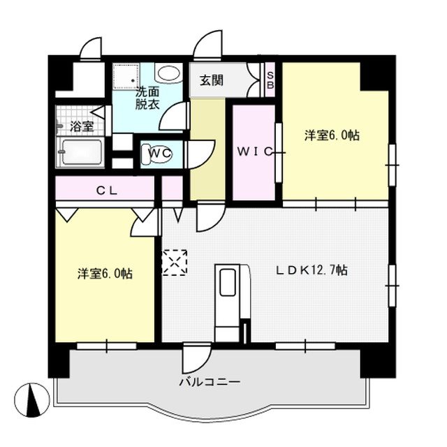 福岡市博多区大字板付のマンションの間取り