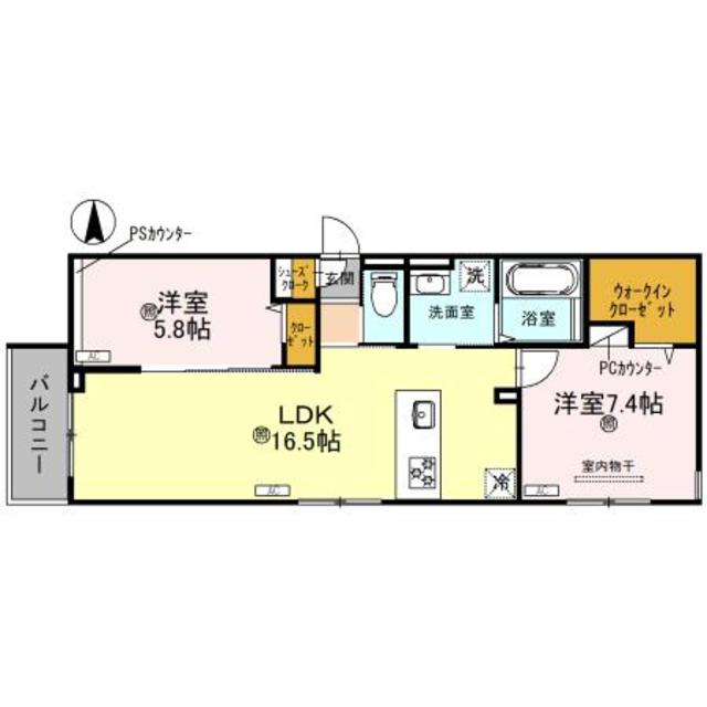 大阪市東住吉区桑津のアパートの間取り