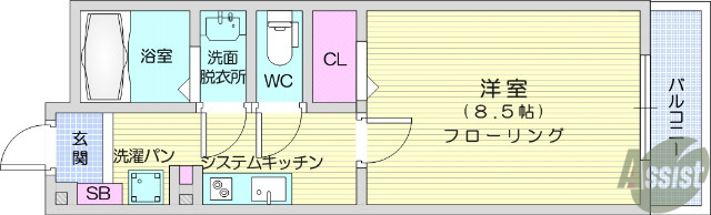 仙台市若林区清水小路のマンションの間取り