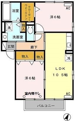 袋井市愛野東のアパートの間取り