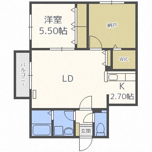 【札幌市中央区南二十一条西のマンションの間取り】