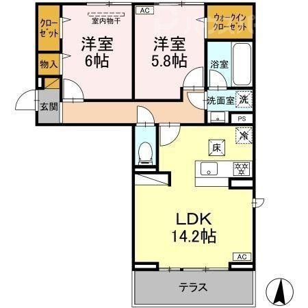 柏市若柴のアパートの間取り