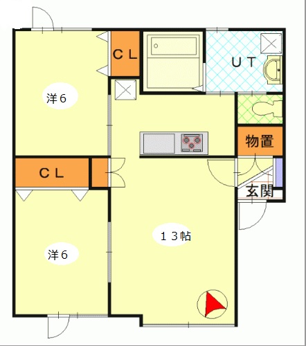 旭川市東四条のアパートの間取り