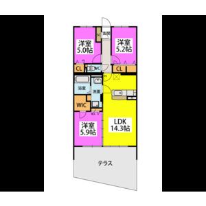 (仮称)プレアL河東の間取り