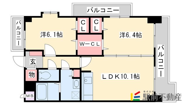 筑紫野市石崎のマンションの間取り