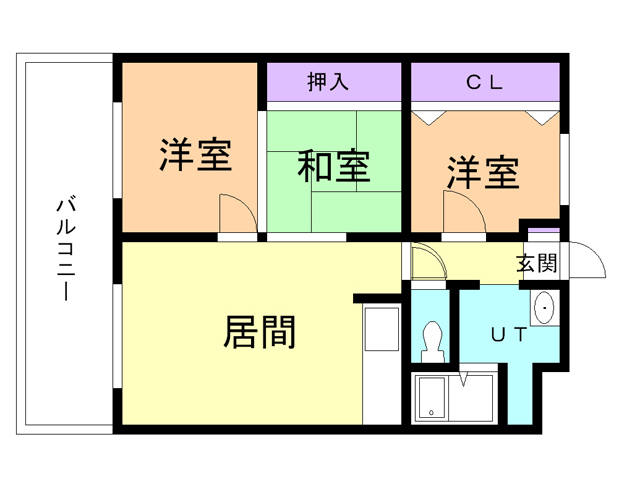 苫小牧市日の出町のマンションの間取り