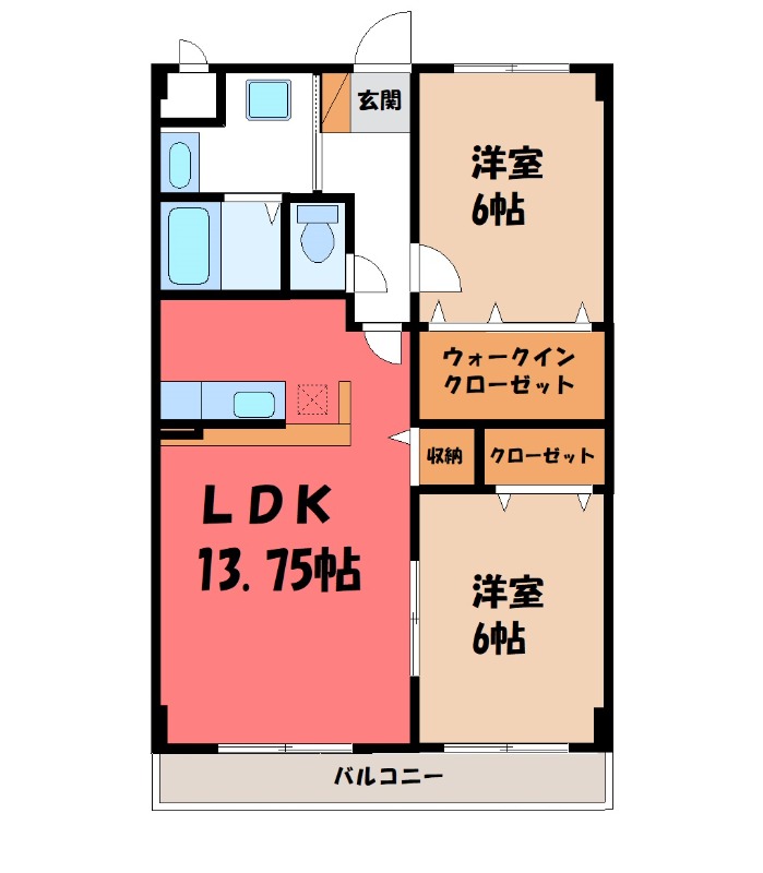 伊勢崎市連取町のアパートの間取り