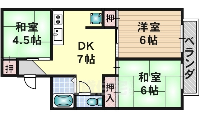 茨木市上穂積のアパートの間取り