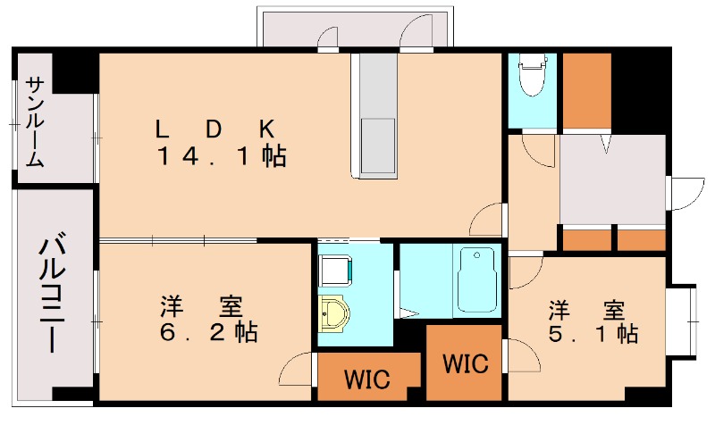 大野城市仲畑のマンションの間取り