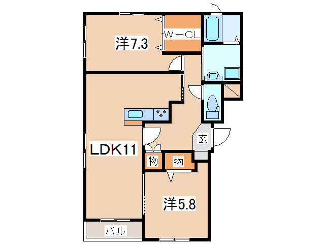 盛岡市中野のマンションの間取り