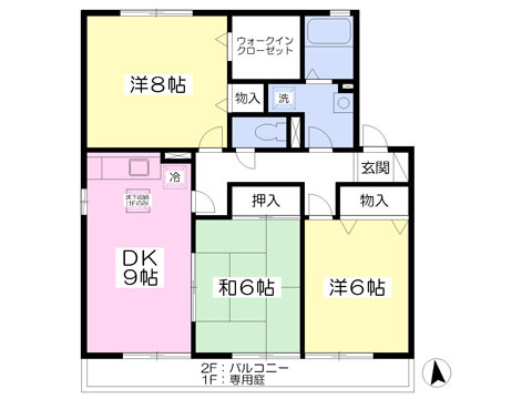 松山市桑原のアパートの間取り