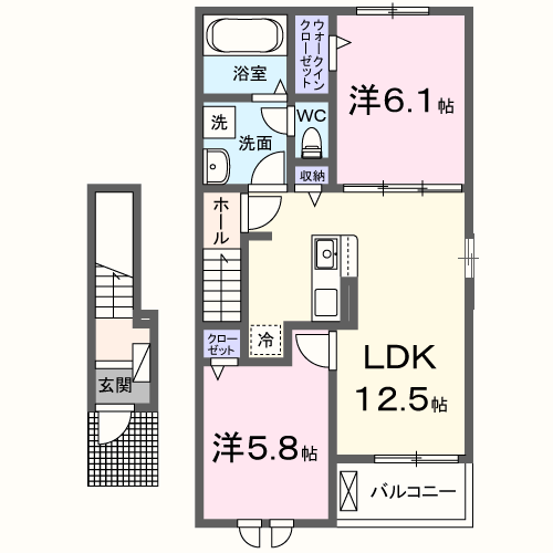 エルミタージュ泉ヶ丘１号館の間取り