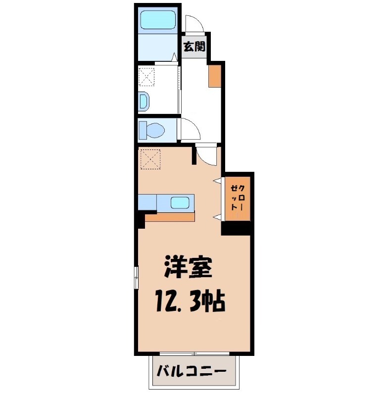 栃木市大宮町のアパートの間取り