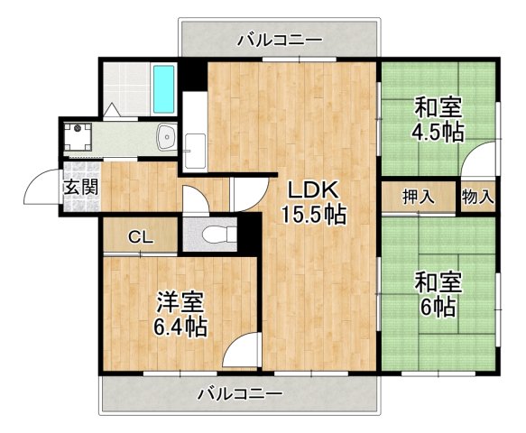 箕面市小野原東のマンションの間取り