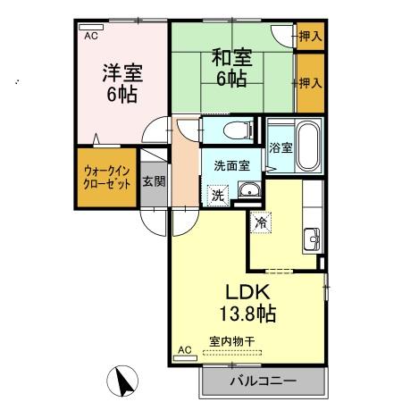 米子市新開のアパートの間取り