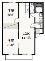 岡山市北区大安寺東町のアパートの間取り