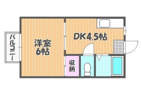 岡山市北区富原のアパートの間取り