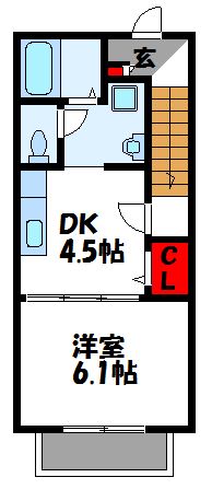 宗像市東郷のアパートの間取り