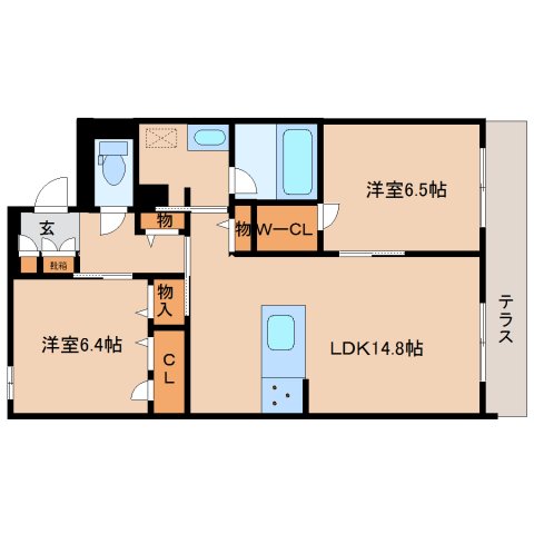 橿原市新賀町のマンションの間取り