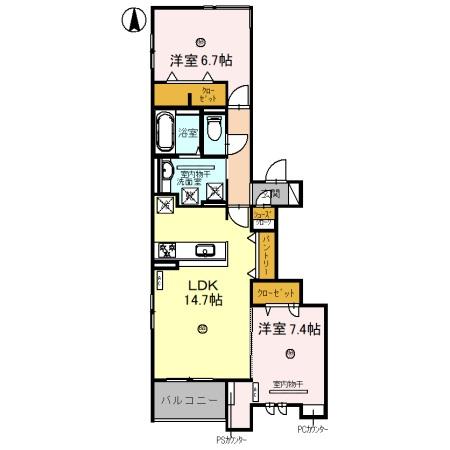 和歌山市北田辺丁のアパートの間取り