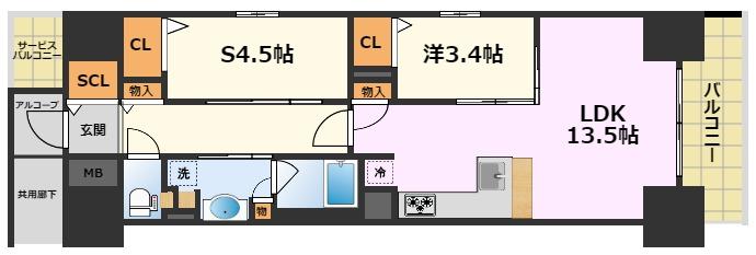 名古屋市中区栄のマンションの間取り