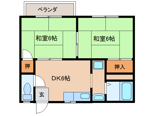 天理市勾田町のアパートの間取り