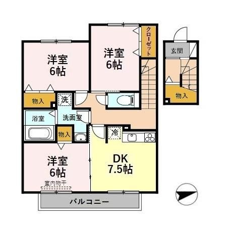 滑川市柳原のアパートの間取り