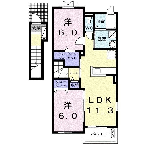 八女市納楚のアパートの間取り