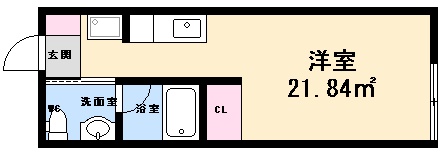 【広島市西区井口鈴が台のアパートの間取り】