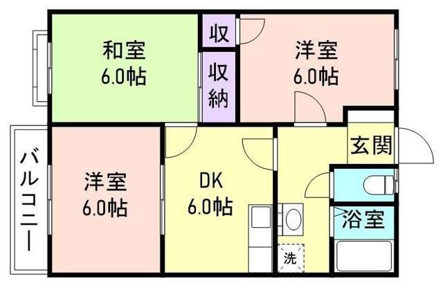 和歌山市大谷のアパートの間取り