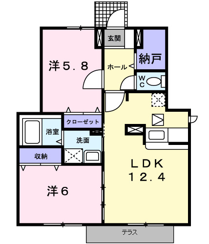 北九州市若松区下原町のアパートの間取り