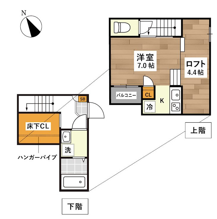 熊本市西区島崎のアパートの間取り