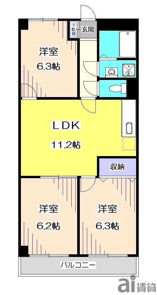 【東海狭山マンションの間取り】