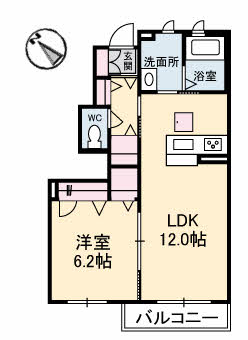 山口市嘉川のアパートの間取り