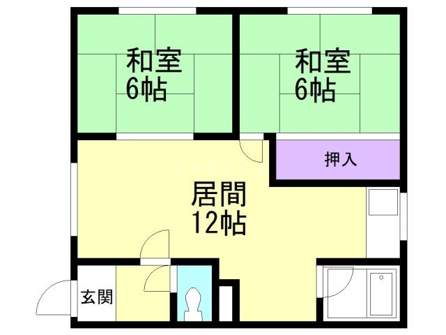 札幌市西区二十四軒一条のアパートの間取り