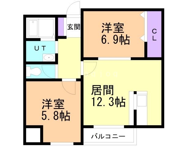 函館市松風町のマンションの間取り