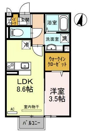 姫路市網干区北新在家のアパートの間取り